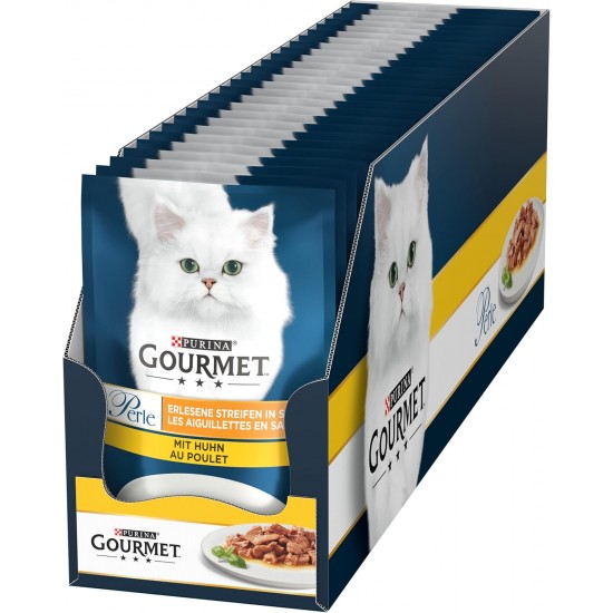 Purina Gourmet Perle Exquisite Stripes Wet Cat Food with Chicken, Pack of 26 (26 x 85 g) Purina Gourmet Perle Exquisite Stripes Wet Cat Food with Chicken, Pack of 26 (26 x 85 g)