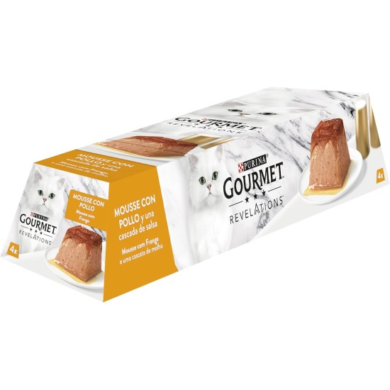 Purina Gourmet Revelations Mousse with Sauce Wet Food for Cats with Chicken - 6 Packs of 4 Pyramids of 57g - 24 Pyramids Purina Gourmet Revelations Mousse with Sauce Wet Food for Cats with Chicken - 6 Packs of 4 Pyramids of 57g - 24 Pyramids