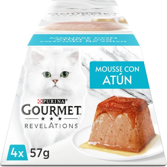 Purina Gourmet Revelations Mousse with Sauce Wet Food for Cats with Chicken - 6 Packs of 4 Pyramids of 57g - 24 Pyramids Purina Gourmet Revelations Mousse with Sauce Wet Food for Cats with Chicken - 6 Packs of 4 Pyramids of 57g - 24 Pyramids