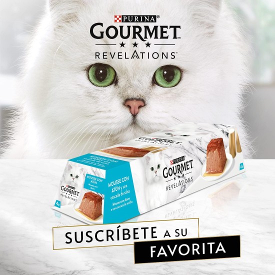Purina Gourmet Revelations Mousse with Sauce Wet Food for Cats with Chicken - 6 Packs of 4 Pyramids of 57g - 24 Pyramids Purina Gourmet Revelations Mousse with Sauce Wet Food for Cats with Chicken - 6 Packs of 4 Pyramids of 57g - 24 Pyramids