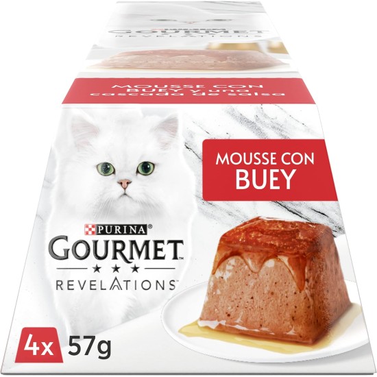 Purina Gourmet Revelations Mousse with Sauce Wet Food for Cats with Chicken - 6 Packs of 4 Pyramids of 57g - 24 Pyramids Purina Gourmet Revelations Mousse with Sauce Wet Food for Cats with Chicken - 6 Packs of 4 Pyramids of 57g - 24 Pyramids