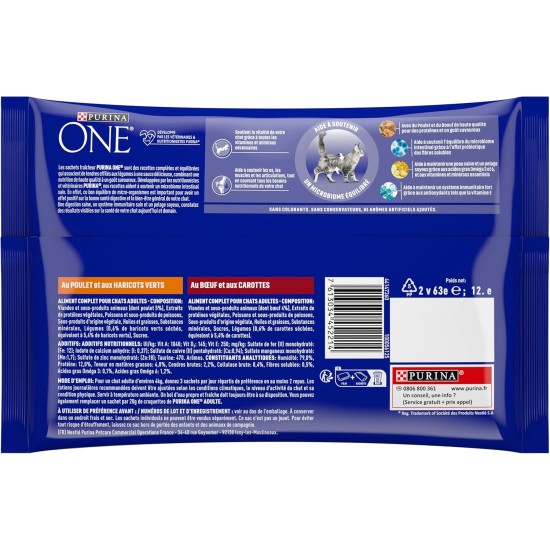 Purina One cut in sauce, meal for adult cats, chicken + tuna, 12 (4 x 85 g) Purina One cut in sauce, meal for adult cats, chicken + tuna, 12 (4 x 85 g)