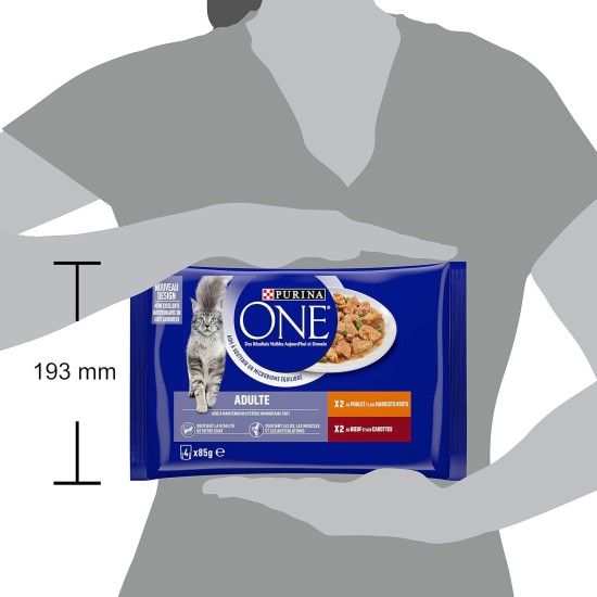 Purina One cut in sauce, meal for adult cats, chicken + tuna, 12 (4 x 85 g) Purina One cut in sauce, meal for adult cats, chicken + tuna, 12 (4 x 85 g)