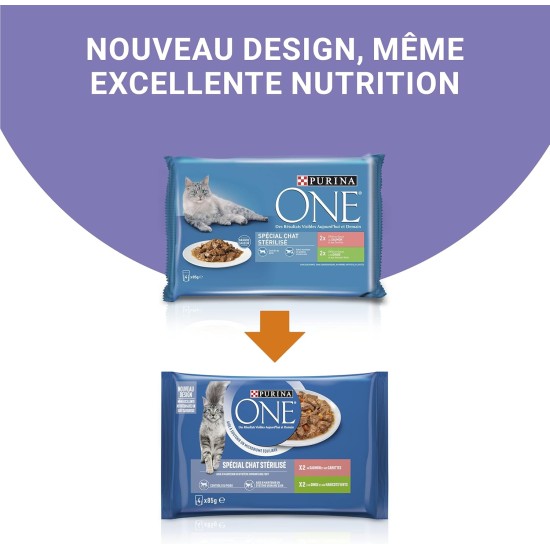 Purina One cut in sauce, meal for adult cats, chicken + tuna, 12 (4 x 85 g) Purina One cut in sauce, meal for adult cats, chicken + tuna, 12 (4 x 85 g)