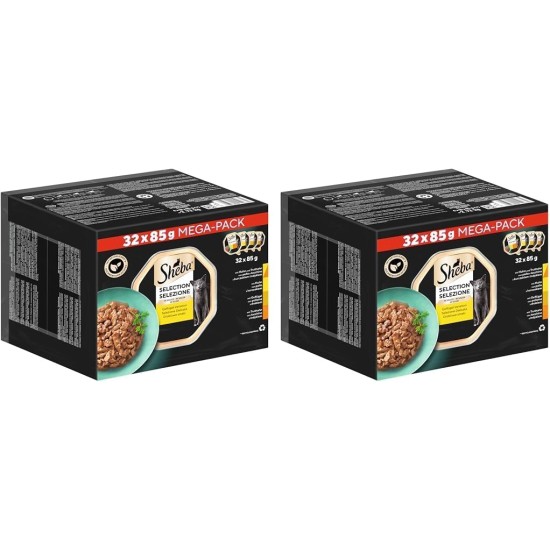 SHEBA Adult Wet Cat Food - 32 x 85 g Bowls - Poultry Variation in Sauce - Wet Food for Cats - 1 Bulk Pack SHEBA Adult Wet Cat Food - 32 x 85 g Bowls - Poultry Variation in Sauce - Wet Food for Cats - 1 Bulk Pack