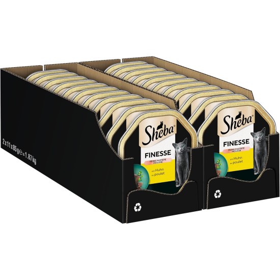SHEBA Bowl Wet Food for Cats Finesse Fine Pate with Chicken 22 x 85 g SHEBA Bowl Wet Food for Cats Finesse Fine Pate with Chicken 22 x 85 g