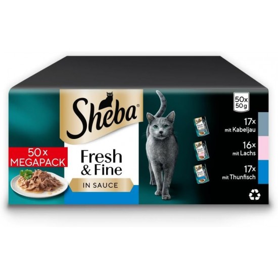 SHEBA CATCARE Pouch Wet Fresh & Fine (Fish) Chunks IN Gravy Adult 50G Multipack Standard SHEBA CATCARE Pouch Wet Fresh & Fine (Fish) Chunks IN Gravy Adult 50G Multipack Standard