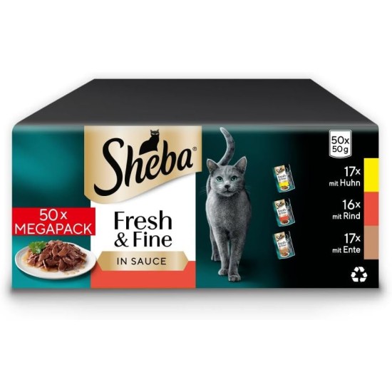 SHEBA CATCARE Pouch Wet Fresh & Fine (Meat) Chunks IN Gravy Adult 50G Multipack Standard