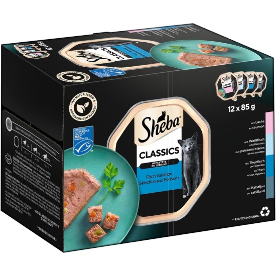 SHEBA Classics Multipack Schale Fisch Variation in Pastete MSC 4x12x85g SHEBA Classics Multipack Schale Fisch Variation in Pastete MSC 4x12x85g