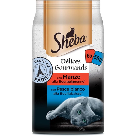 SHEBA Délices Gourmands Fresh Bags 6 x 50g (Pack of 12) - Taste of Paris
