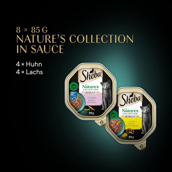 SHEBA Nature's Collection Wet Food Bowl for Cats, in Sauce with Salmon, 2 x 11 x 85 g SHEBA Nature's Collection Wet Food Bowl for Cats, in Sauce with Salmon, 2 x 11 x 85 g