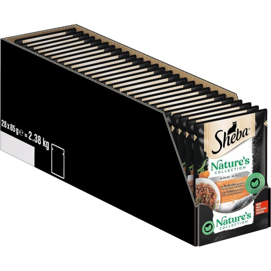 SHEBA Nature's Collection in Jelly, High-Quality Wet Cat Food with Turkey in Portion Bag, 28 x 85 g SHEBA Nature's Collection in Jelly, High-Quality Wet Cat Food with Turkey in Portion Bag, 28 x 85 g