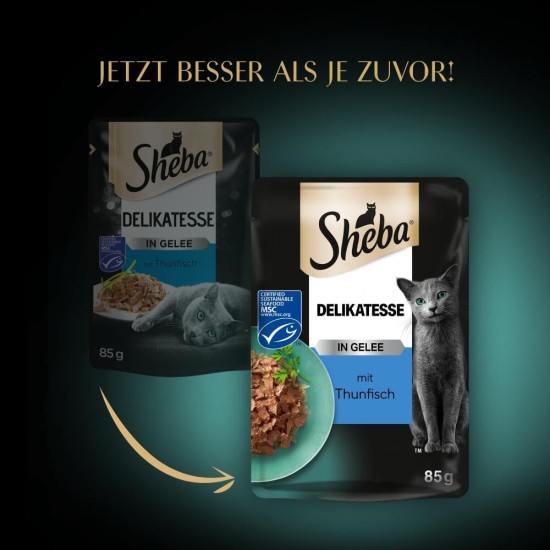 SHEBA® Portionsbeutel Delikatesse in Gelee mit Thunfisch MSC 28 x 85g SHEBA® Portionsbeutel Delikatesse in Gelee mit Thunfisch MSC 28 x 85g
