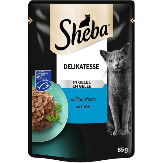 SHEBA® Portionsbeutel Delikatesse in Gelee mit Thunfisch MSC 28 x 85g SHEBA® Portionsbeutel Delikatesse in Gelee mit Thunfisch MSC 28 x 85g