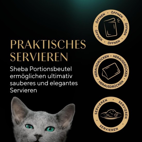 SHEBA® Portionsbeutel Multipack Mega-Pack Kitten in Sauce Feine Vielfalt mit Lachs, mit Huhn MSC 40 x 85g SHEBA® Portionsbeutel Multipack Mega-Pack Kitten in Sauce Feine Vielfalt mit Lachs, mit Huhn MSC 40 x 85g