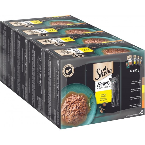 SHEBA® Portionsbeutel Multipack Sauce Collection Geflügel Variation 4 x 12x85g SHEBA® Portionsbeutel Multipack Sauce Collection Geflügel Variation 4 x 12x85g