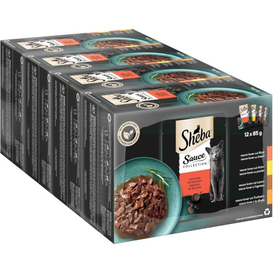 SHEBA® Portionsbeutel Multipack Sauce Collection Herzhafte Komposition 4 x 12x85g SHEBA® Portionsbeutel Multipack Sauce Collection Herzhafte Komposition 4 x 12x85g