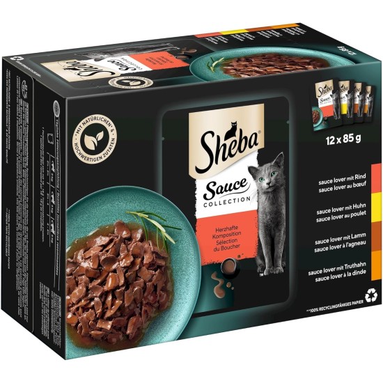 SHEBA® Portionsbeutel Multipack Sauce Collection Herzhafte Komposition 4 x 12x85g SHEBA® Portionsbeutel Multipack Sauce Collection Herzhafte Komposition 4 x 12x85g