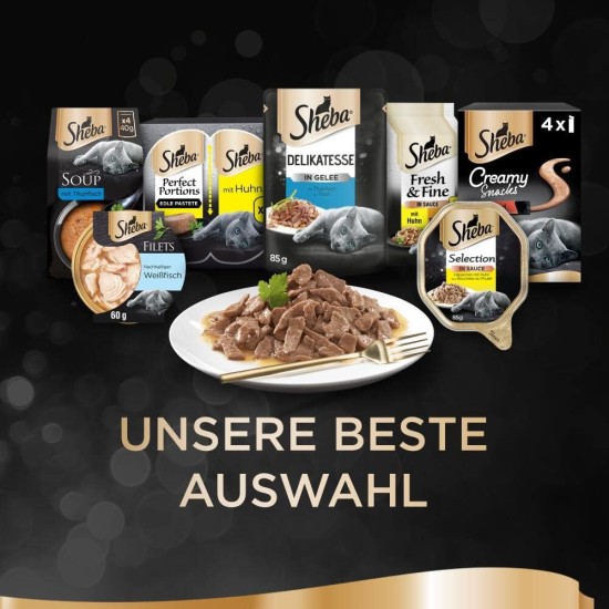 SHEBA® Portionsbeutel Multipack Sauce Collection Herzhafte Komposition 4 x 12x85g SHEBA® Portionsbeutel Multipack Sauce Collection Herzhafte Komposition 4 x 12x85g
