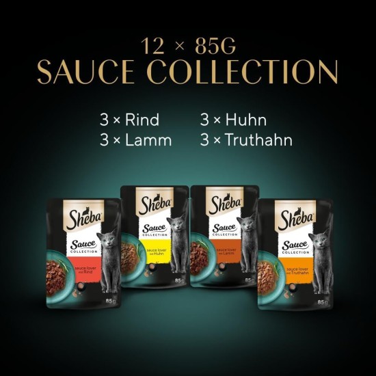 SHEBA® Portionsbeutel Multipack Sauce Collection Herzhafte Komposition 4 x 12x85g SHEBA® Portionsbeutel Multipack Sauce Collection Herzhafte Komposition 4 x 12x85g