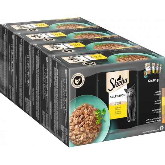 SHEBA® Portionsbeutel Multipack Selection in Sauce Fisch Variation MSC 4 x 12x85g SHEBA® Portionsbeutel Multipack Selection in Sauce Fisch Variation MSC 4 x 12x85g
