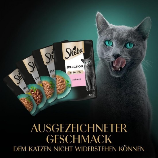 SHEBA® Portionsbeutel Multipack Selection in Sauce Fisch Variation MSC 4 x 12x85g SHEBA® Portionsbeutel Multipack Selection in Sauce Fisch Variation MSC 4 x 12x85g