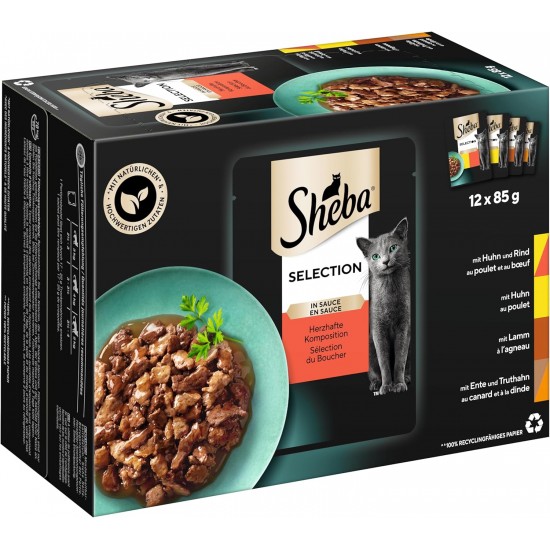 SHEBA® Portionsbeutel Multipack Selection in Sauce Fisch Variation MSC 4 x 12x85g SHEBA® Portionsbeutel Multipack Selection in Sauce Fisch Variation MSC 4 x 12x85g