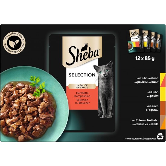 SHEBA® Portionsbeutel Multipack Selection in Sauce Fisch Variation MSC 4 x 12x85g SHEBA® Portionsbeutel Multipack Selection in Sauce Fisch Variation MSC 4 x 12x85g