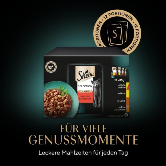 SHEBA® Portionsbeutel Multipack Selection in Sauce Fisch Variation MSC 4 x 12x85g SHEBA® Portionsbeutel Multipack Selection in Sauce Fisch Variation MSC 4 x 12x85g