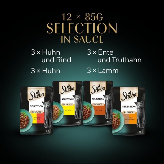 SHEBA® Portionsbeutel Multipack Selection in Sauce Fisch Variation MSC 4 x 12x85g SHEBA® Portionsbeutel Multipack Selection in Sauce Fisch Variation MSC 4 x 12x85g