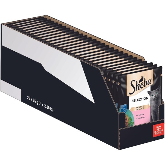 SHEBA® Portionsbeutel Selection in Sauce mit Lachs MSC 28 x 85g SHEBA® Portionsbeutel Selection in Sauce mit Lachs MSC 28 x 85g