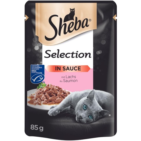 SHEBA® Portionsbeutel Selection in Sauce mit Lachs MSC 28 x 85g SHEBA® Portionsbeutel Selection in Sauce mit Lachs MSC 28 x 85g