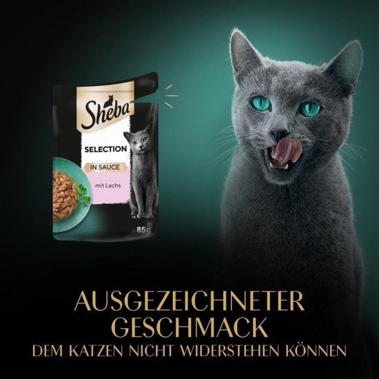 SHEBA® Portionsbeutel Selection in Sauce mit Lachs MSC 28 x 85g SHEBA® Portionsbeutel Selection in Sauce mit Lachs MSC 28 x 85g