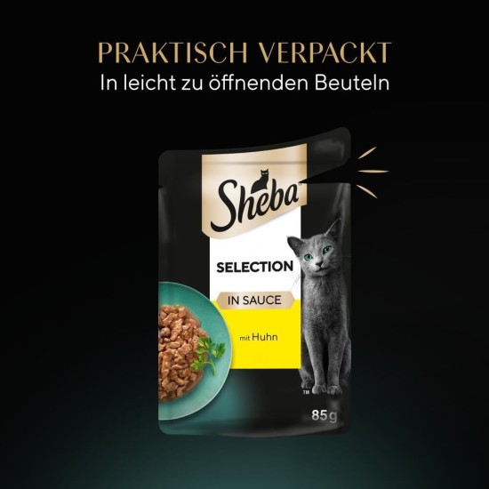 SHEBA® Portionsbeutel Selection in Sauce mit Lachs MSC 28 x 85g SHEBA® Portionsbeutel Selection in Sauce mit Lachs MSC 28 x 85g