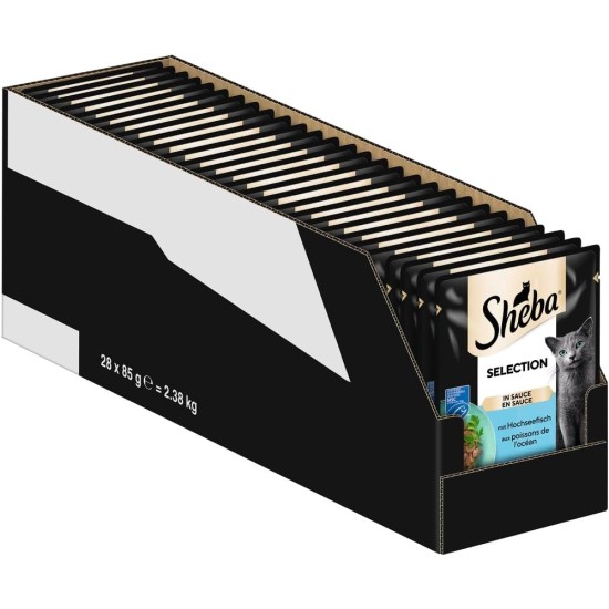 SHEBA® Portionsbeutel Selection in Sauce mit Lachs MSC 28 x 85g SHEBA® Portionsbeutel Selection in Sauce mit Lachs MSC 28 x 85g