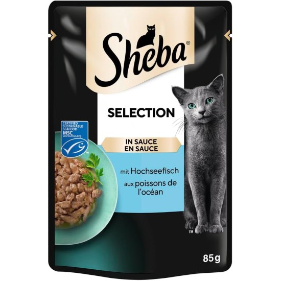 SHEBA® Portionsbeutel Selection in Sauce mit Lachs MSC 28 x 85g SHEBA® Portionsbeutel Selection in Sauce mit Lachs MSC 28 x 85g