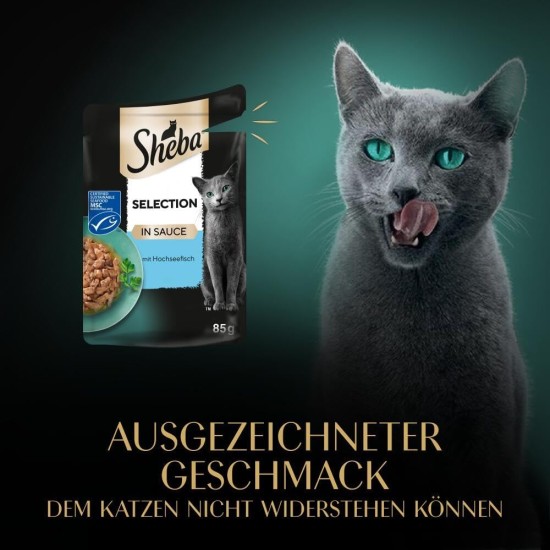 SHEBA® Portionsbeutel Selection in Sauce mit Lachs MSC 28 x 85g SHEBA® Portionsbeutel Selection in Sauce mit Lachs MSC 28 x 85g