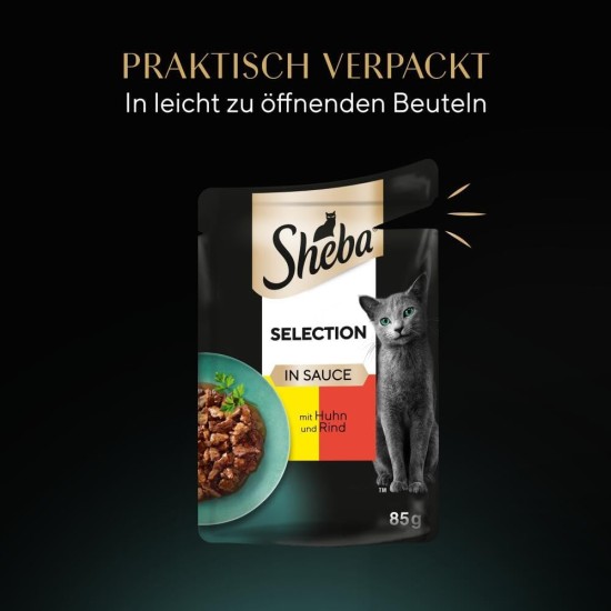 SHEBA® Portionsbeutel Selection in Sauce mit Lachs MSC 28 x 85g SHEBA® Portionsbeutel Selection in Sauce mit Lachs MSC 28 x 85g