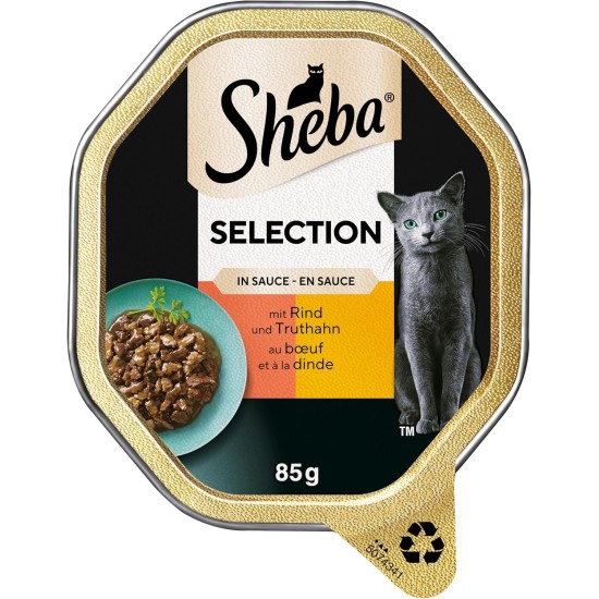 SHEBA® Schale Selection in Sauce mit Rind und Truthahn 2 x 11 x 85g SHEBA® Schale Selection in Sauce mit Rind und Truthahn 2 x 11 x 85g