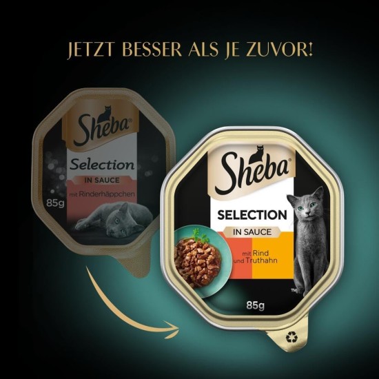SHEBA® Schale Selection in Sauce mit Rind und Truthahn 2 x 11 x 85g SHEBA® Schale Selection in Sauce mit Rind und Truthahn 2 x 11 x 85g