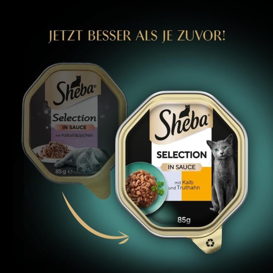 SHEBA® Schale Selection in Sauce mit Rind und Truthahn 2 x 11 x 85g SHEBA® Schale Selection in Sauce mit Rind und Truthahn 2 x 11 x 85g