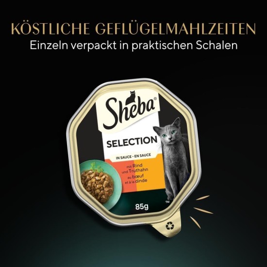 SHEBA® Schale Selection in Sauce mit Rind und Truthahn 2 x 11 x 85g SHEBA® Schale Selection in Sauce mit Rind und Truthahn 2 x 11 x 85g