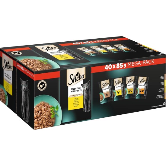 Sheba Cat Wet Food Selection in Gravy Poultry Variation 1 +, 40 Bag (40 x 3oz) Sheba Cat Wet Food Selection in Gravy Poultry Variation 1 +, 40 Bag (40 x 3oz)