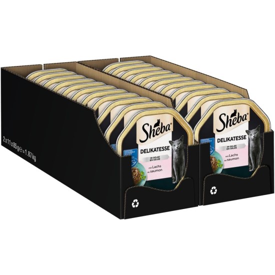 Sheba Delikatesse in Jelly, High-Quality Wet Cat Food, in 85 g Tray or Bag Various Varieties Sheba Delikatesse in Jelly, High-Quality Wet Cat Food, in 85 g Tray or Bag Various Varieties
