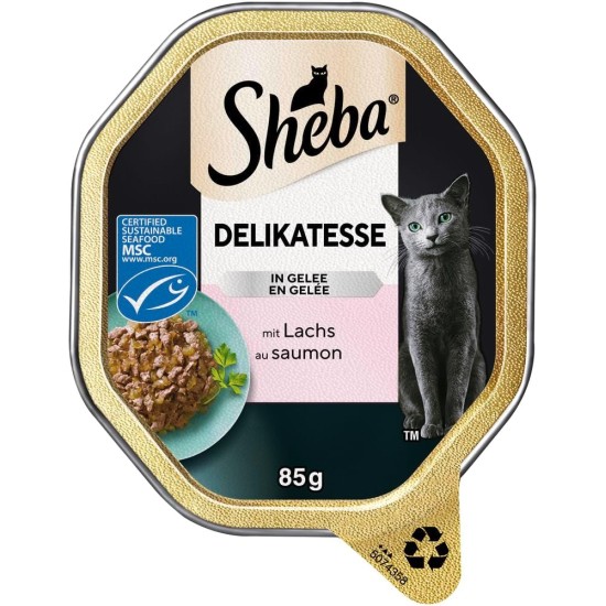 Sheba Delikatesse in Jelly, High-Quality Wet Cat Food, in 85 g Tray or Bag Various Varieties Sheba Delikatesse in Jelly, High-Quality Wet Cat Food, in 85 g Tray or Bag Various Varieties