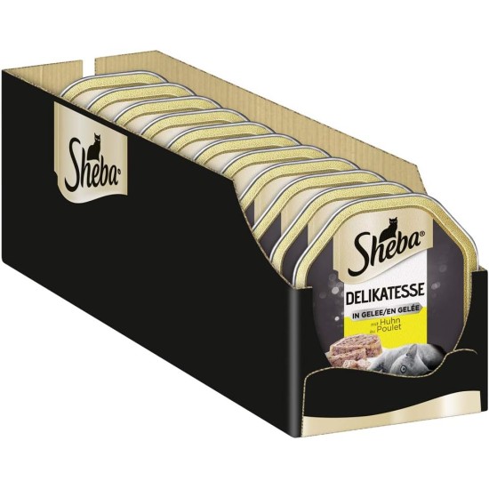 Sheba Delikatesse in Jelly, High-Quality Wet Cat Food, in 85 g Tray or Bag Various Varieties Sheba Delikatesse in Jelly, High-Quality Wet Cat Food, in 85 g Tray or Bag Various Varieties