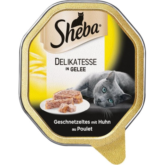 Sheba Delikatesse in Jelly, High-Quality Wet Cat Food, in 85 g Tray or Bag Various Varieties Sheba Delikatesse in Jelly, High-Quality Wet Cat Food, in 85 g Tray or Bag Various Varieties