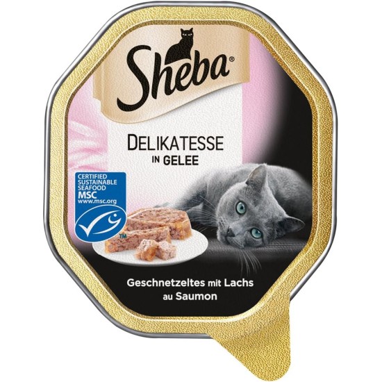 Sheba Delikatesse in Jelly, High-Quality Wet Cat Food, in 85 g Tray or Bag Various Varieties Sheba Delikatesse in Jelly, High-Quality Wet Cat Food, in 85 g Tray or Bag Various Varieties