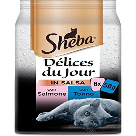 Sheba Délice Du Jour Wet Cat Food with Chicken and Turkey in Sauce, 12 Packs of 6 Bags x 50 g, Total 3600 g Sheba Délice Du Jour Wet Cat Food with Chicken and Turkey in Sauce, 12 Packs of 6 Bags x 50 g, Total 3600 g