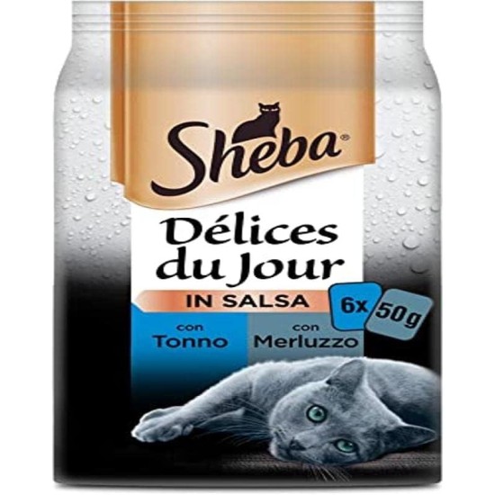Sheba Délice Du Jour Wet Cat Food with Chicken and Turkey in Sauce, 12 Packs of 6 Bags x 50 g, Total 3600 g Sheba Délice Du Jour Wet Cat Food with Chicken and Turkey in Sauce, 12 Packs of 6 Bags x 50 g, Total 3600 g
